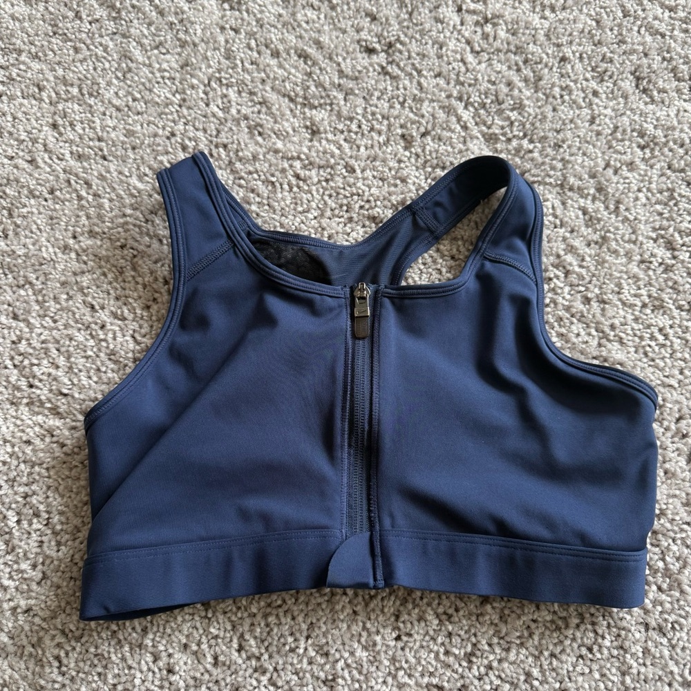 Nike Navy Blue Zip Front Sports Bra Size Medium